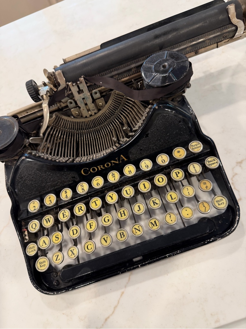 Corona Antique Vintage Black Traveling Typewriter